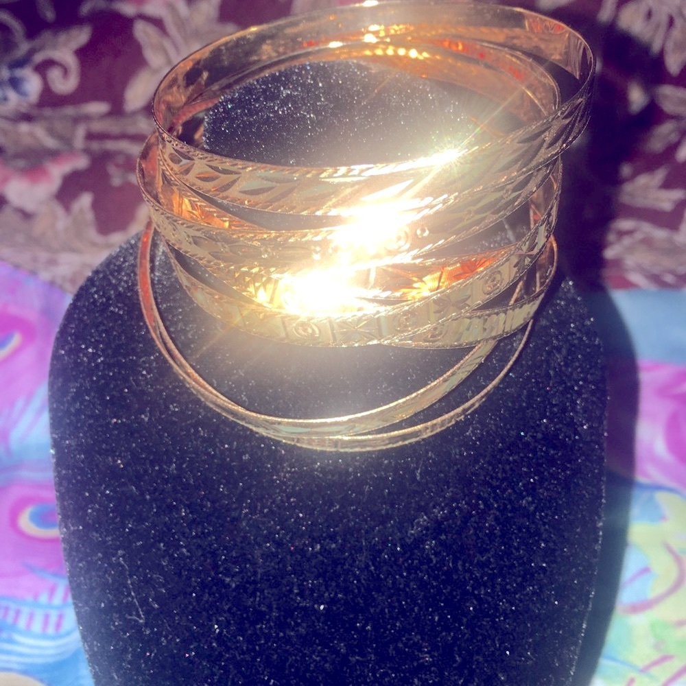 18k solid gold 7 days bangles set - Picture 6 of 9